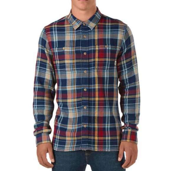 Vans Men's Blue and Tan Shirt Size Small 100% Cotton - Picture 1 of 9